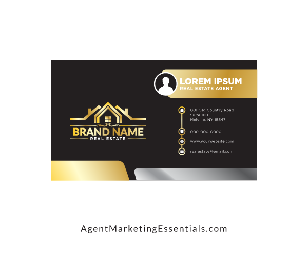 Luxury Real Estate Agent Business Card in Gold, Silver and Black