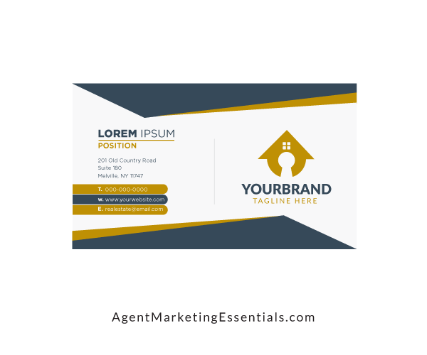 Abstract Luxury Modern Real Estate Business Card gold blue