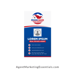 Blue, Red & White Real Estate Agent Business Card Design