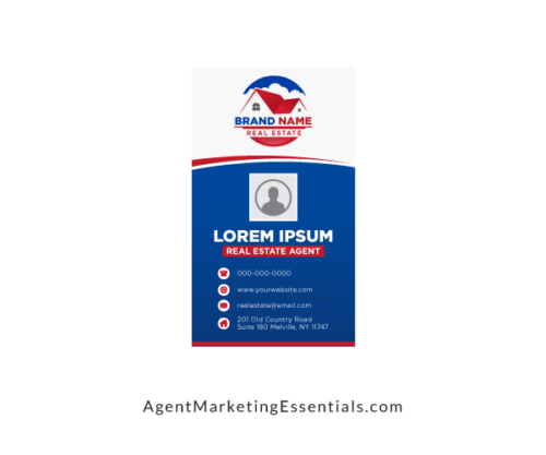 Blue, Red & White Real Estate Agent Business Card Design