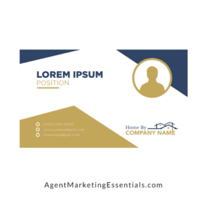 Modern Abstract Real Estate Agent Business Card White, Gold, Blue