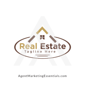 Real Estate Logo, Dashed Triangle with Window and Swirl