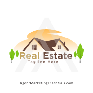 Unique House Real Estate Logo with Green Leafs