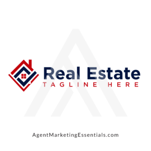 Real Estate Logo | Diamond Shaped House, Checkmark, Red, Blue