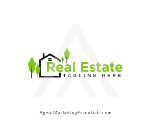 Green Leaf Real Estate Logo With Square House