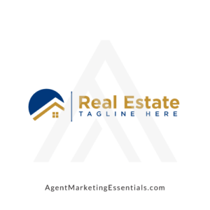 Circle Real Estate House Logo in Blue and Gold