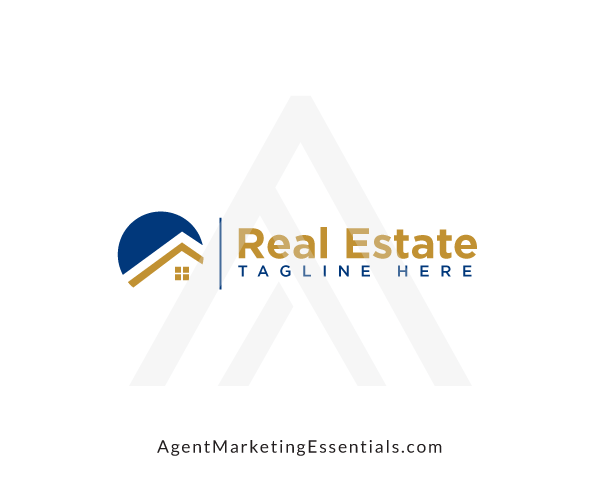 Circle Real Estate House Logo in Blue and Gold