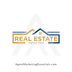 Modern Real Estate Logo in Gold and Blue