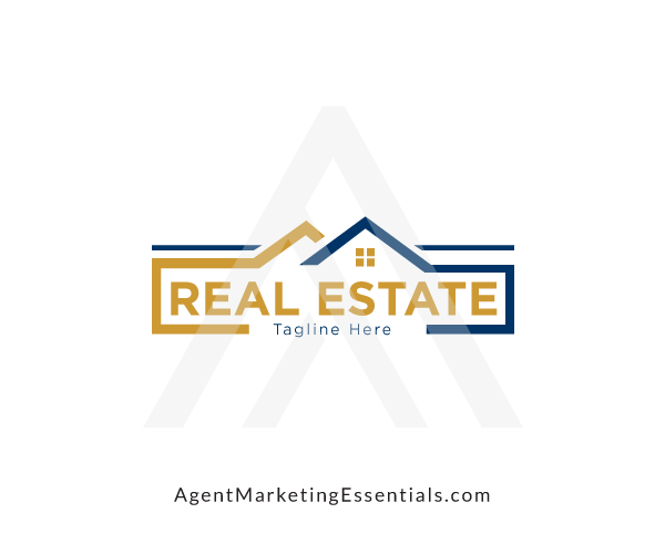 Modern Real Estate Logo in Gold and Blue