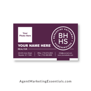 Berkshire Hathaway Business Card with Logo, Photo, cabernet, purple, cream