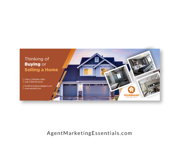 Modern Real Estate Facebook Template Cover Photo, off-brown, orange, white