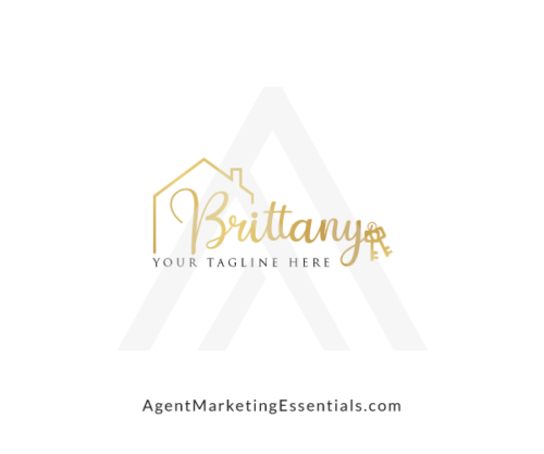 Simple House Real Estate Logo with Keys in Gold