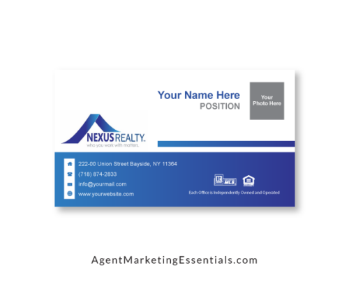 Simple & Sleek Nexus Realty Business Card, blue, white