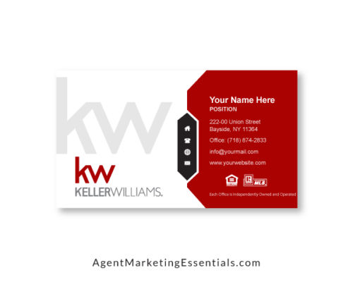 Unique Keller Williams Business Card Template, red, white, black, grey