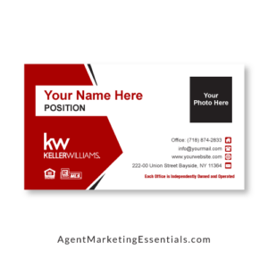 Modern Keller Williams Business Card, JPG, PNG, PDF, red, white