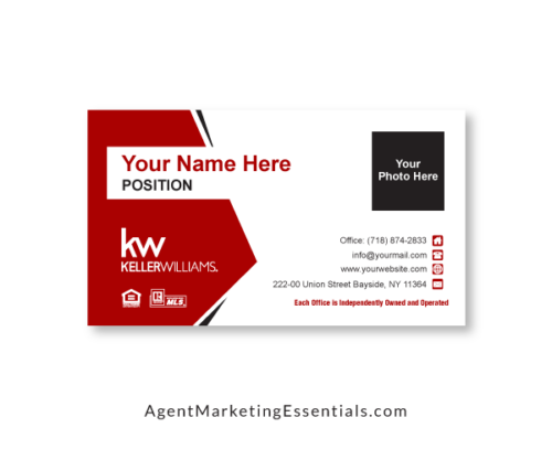 Modern Keller Williams Business Card, JPG, PNG, PDF, red, white