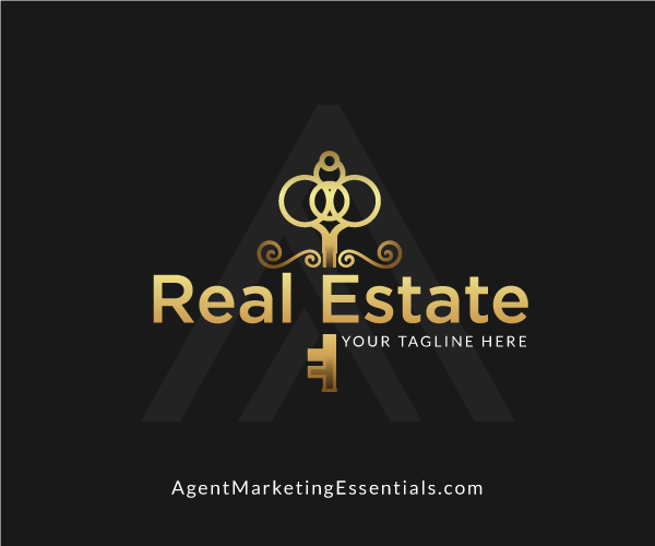 Gold Key Real Estate Agency Logo, black, luxury