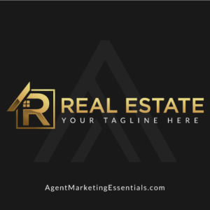 Real Estate Logo in Gold, black Color, R letter