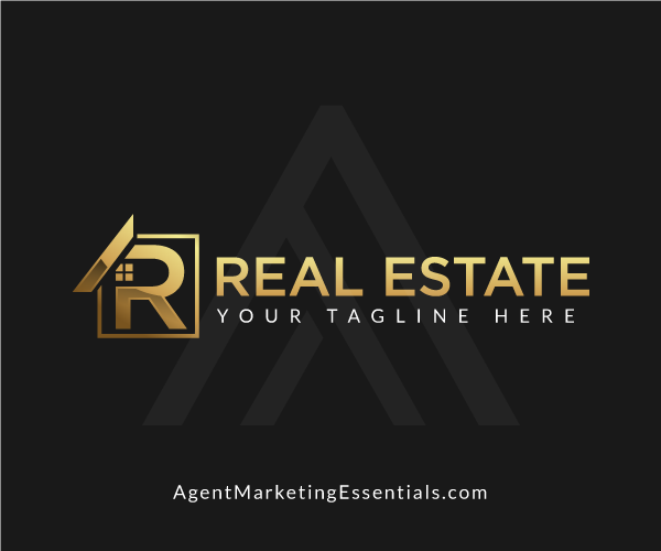 Real Estate Logo in Gold, black Color, R letter