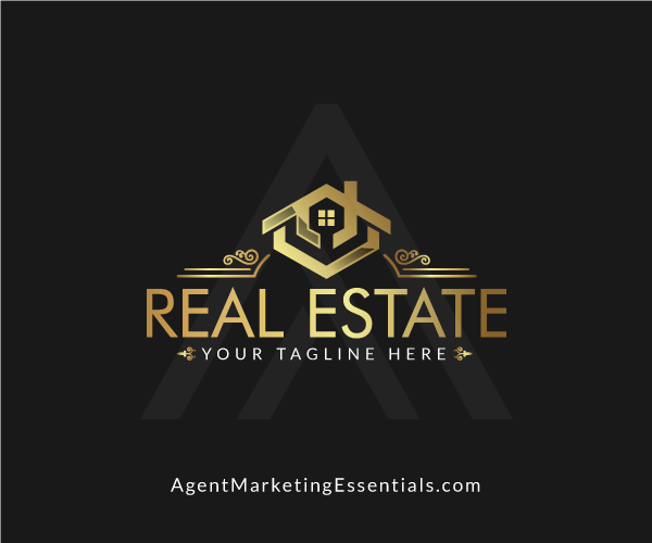 Unique, Luxury Real Estate Agent Logo, Gold house