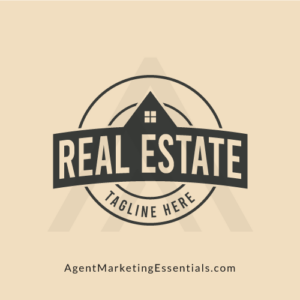 Retro Real Estate Logo Emblem, Monogram, Seal, black, brown