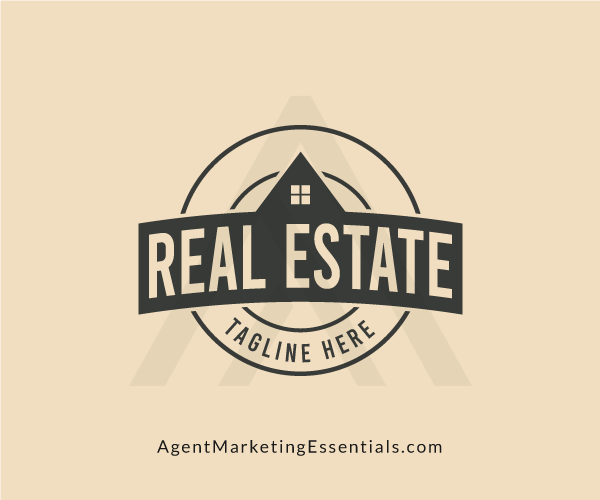 Retro Real Estate Logo Emblem, Monogram, Seal, black, brown