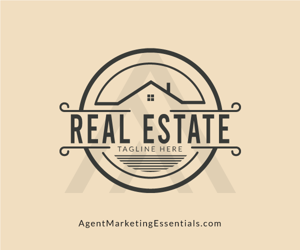 Black Real Estate Logo, Stamp, Seal, brown, Industrial, western, circle