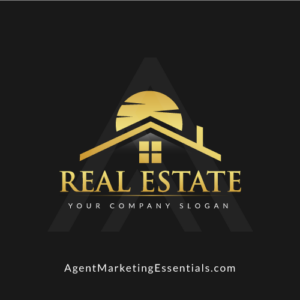 Real Estate Logo With Gold Sun, House & Tagline