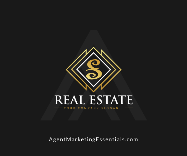 Luxury Real Estate Logo in Gold, White, Black, unique, initials