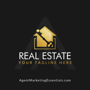 House and Key Real Estate Logo in Gold, black, white