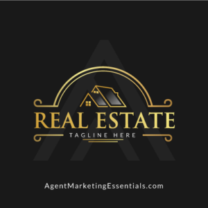 Luxury Gold Real Estate Logo with House