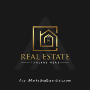 Unique, Abstract Real Estate Logo, house, squares, gold, black