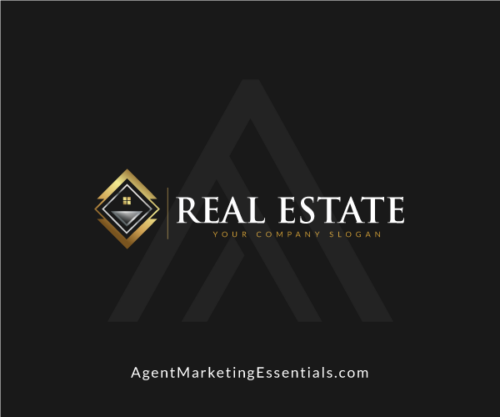 Beautiful Diamond Real Estate Logo, gold, white, black