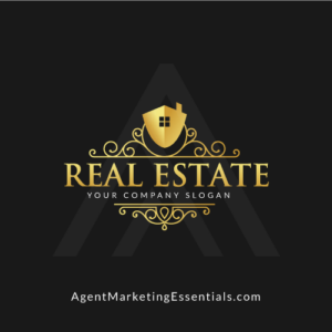 Luxury, Elegant Real Estate Logo in Gold, bold real estate logo
