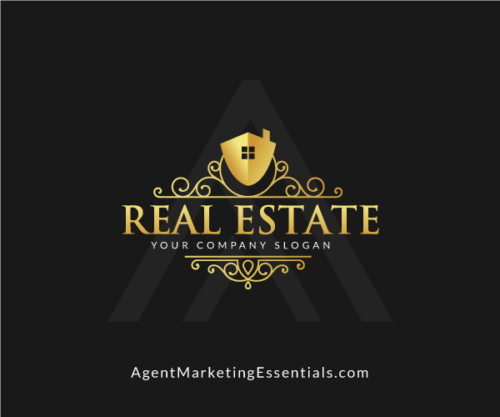 Luxury, Elegant Real Estate Logo in Gold, bold real estate logo