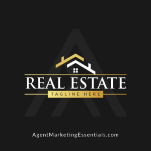 Gold & White Real Estate Logo - House Roofs