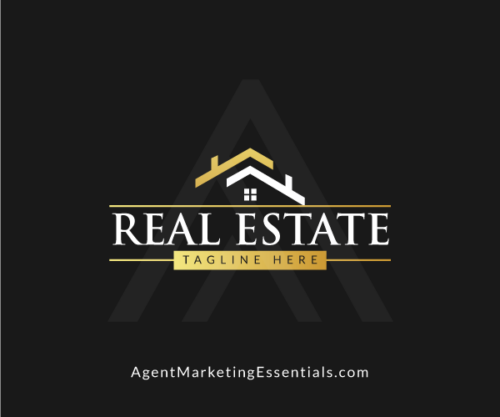 Gold & White Real Estate Logo - House Roofs