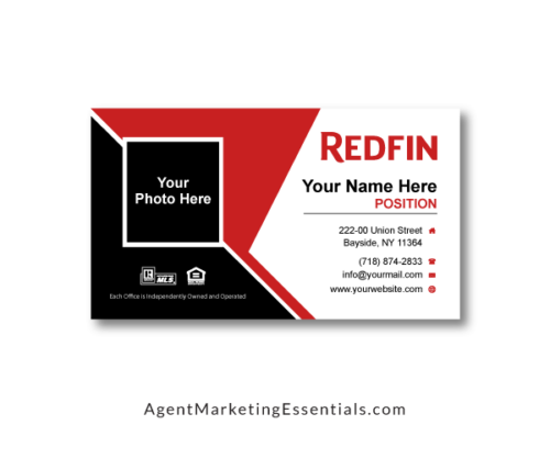 Abstract REDFIN Real Estate Business Card, black, red, white