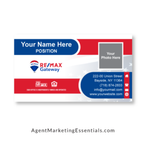 REMAX Real Estate Agents Business Card, red, blue, white