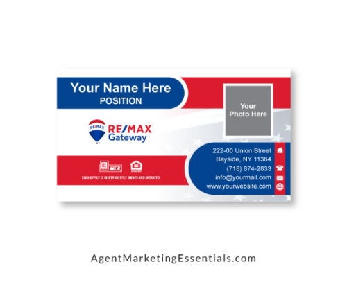 REMAX Real Estate Agents Business Card, red, blue, white