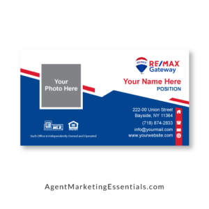 Modern REMAX Business Card template design, red, white, blue