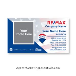 Best REMAX Business Card Design, JPG, PNG, PDF, blue, white, red, american flag, patriotic