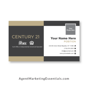 Century 21 Business Card Template, Gold, Grey, White