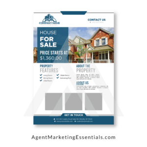 Real Estate Agent Flyer Template Download, PDF, PJG, PNG, blue, white