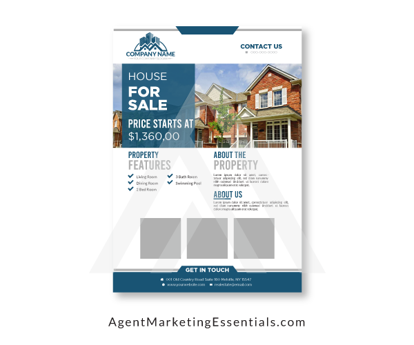 Real Estate Agent Flyer Template Download, PDF, PJG, PNG, blue, white
