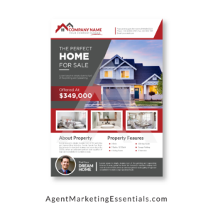 Creative Real Estate Agent Flyer Template Idea, PDF, PNG, JPG, red, grey, white