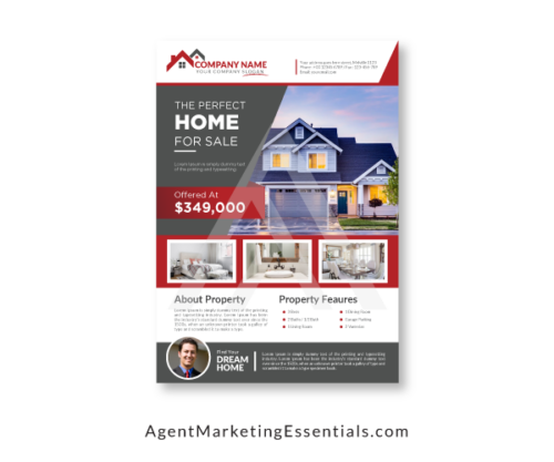 Creative Real Estate Agent Flyer Template Idea, PDF, PNG, JPG, red, grey, white
