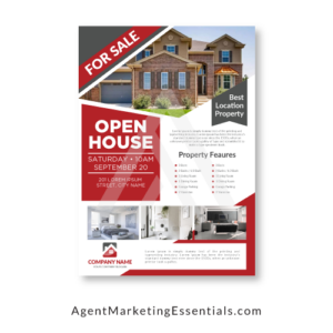 Open House Flyer Template Download, red, white, grey, pdf