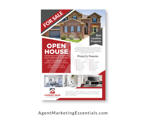 Open House Flyer Template Download, red, white, grey, pdf