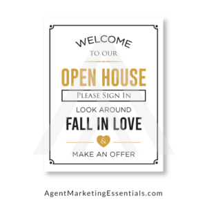 Best Open House Flyer Template with heart, gold, white, black